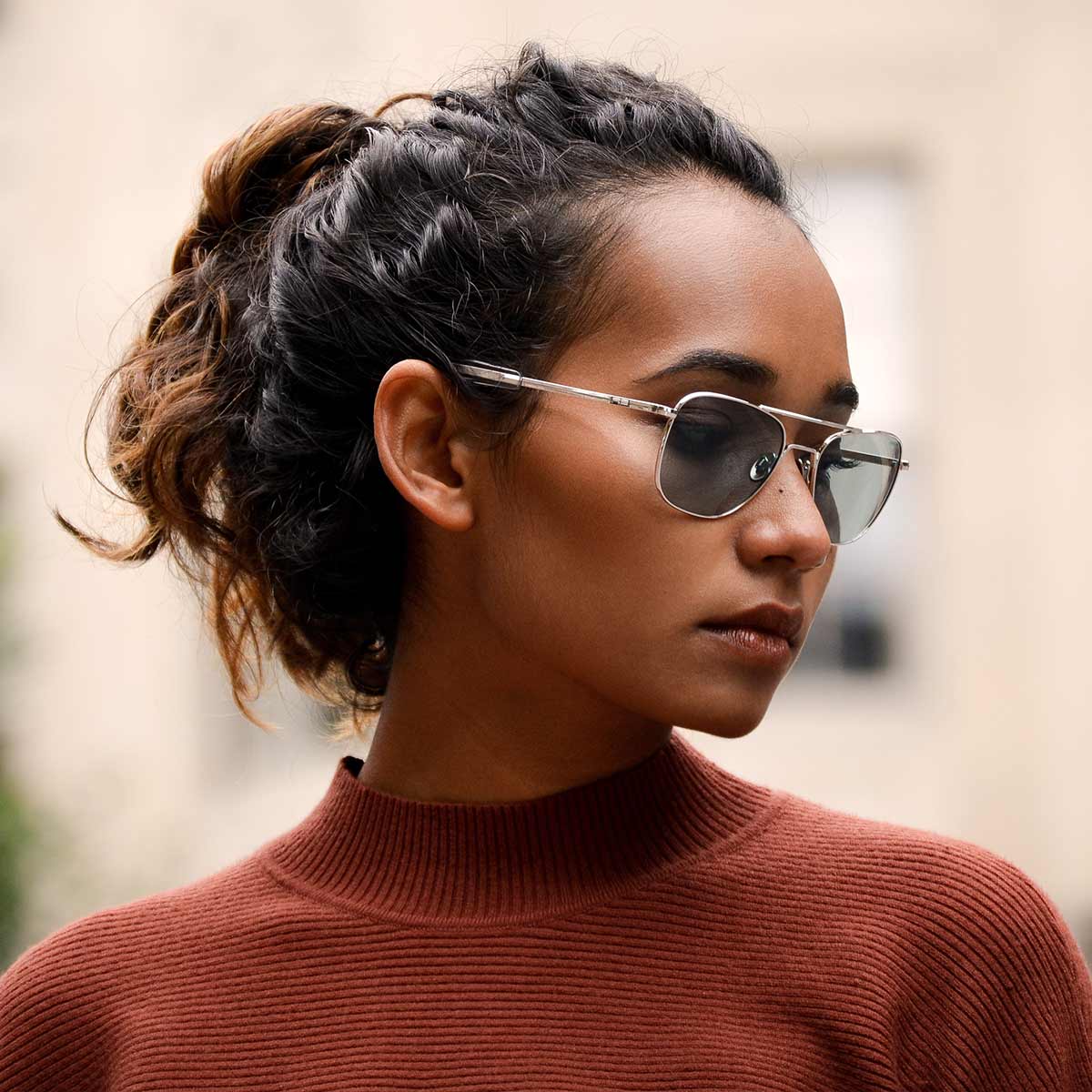 Aviator - 23k White Gold & American Gray - Prescription Sunglasses - Image 5