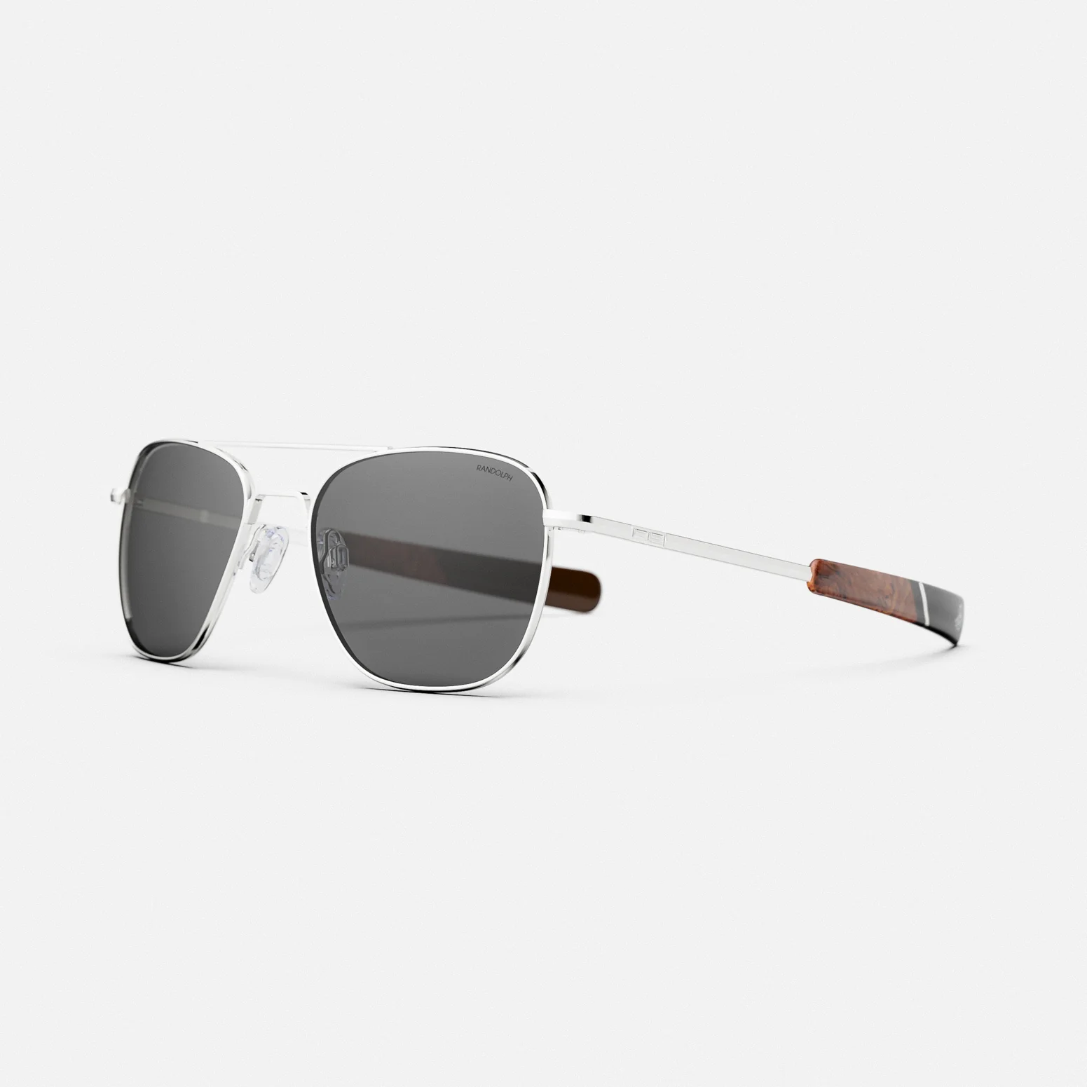 Aviator - 23k White Gold & American Gray with Jetway Temples - Image 4