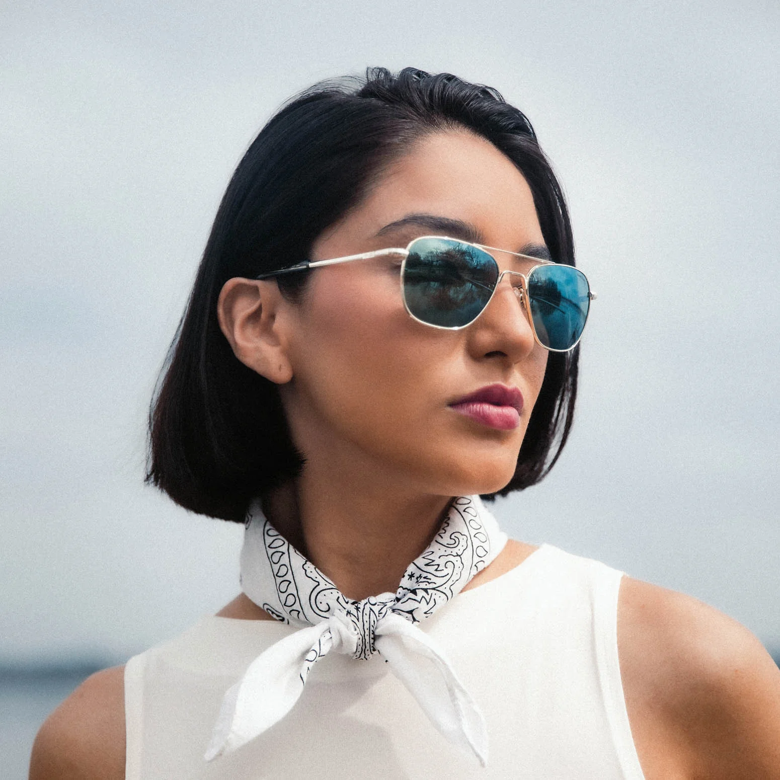 Aviator 23k White Gold & Cobalt - Prescription Sunglasses - Image 6
